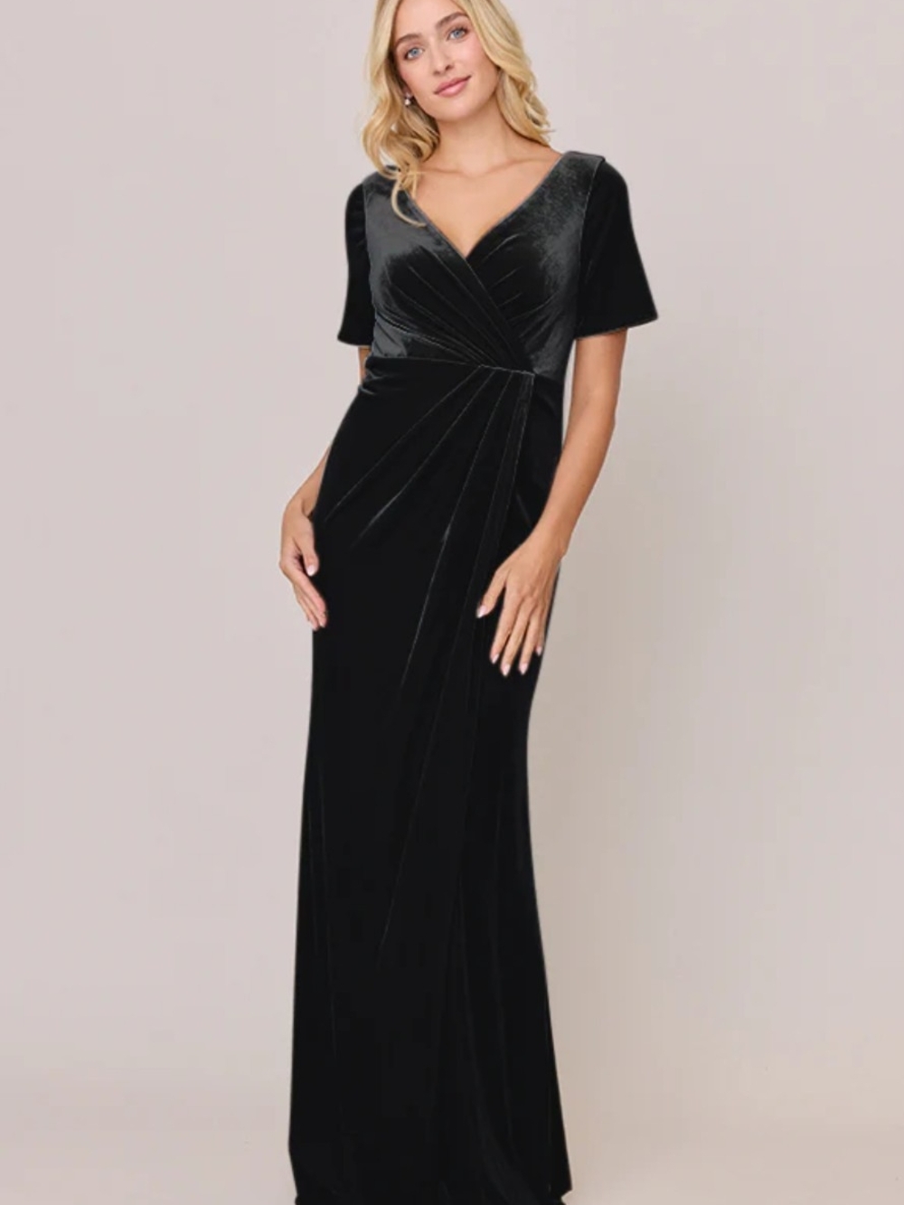 Revelry Giselle Black Velvet Wrap Bridesmaid Dress NWT